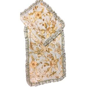 Williamsburg Waverly King Pillow Shams Floral Botanical Gingham Ruffle Cream Tan